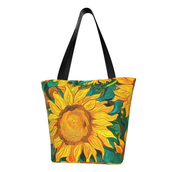 Pofeuu Vibrant Sunflower Painting Print Women Fashion Shoulder Handbags Top Handle Satchel Bags Tote Shoulder Shopping Bag Stylish Canvas Tote Bag