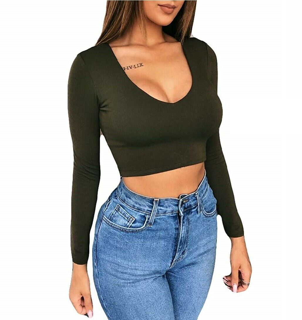 Women Lady Long Sleeve V-neck Party 
