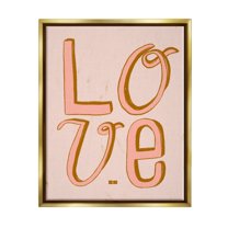Stupell Industries Boho Love Letters Inspirational Painting Gold Floater Framed Canvas Art Print Wall Art, 17 x 21