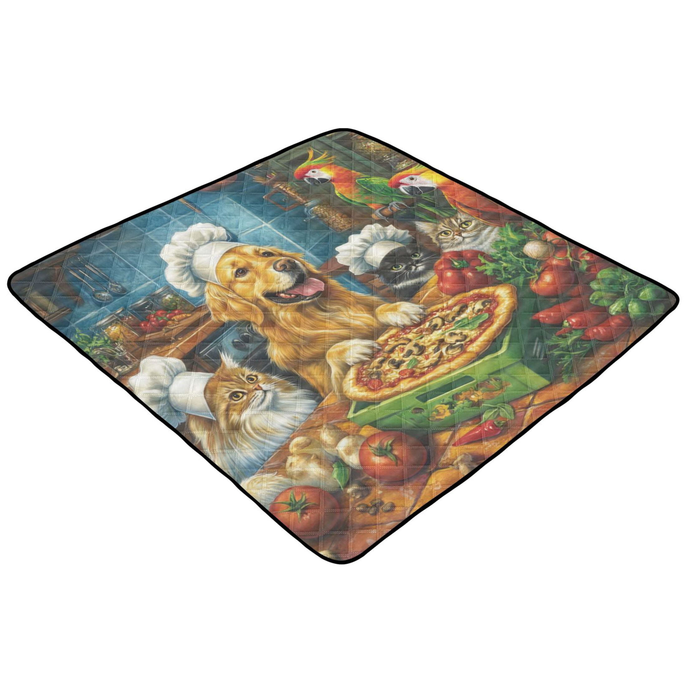 WOBOGO Animal Kitchen Baby Playmats Extra Large Waterproof Rollable Activity Pads for Toddlers 50×50inch