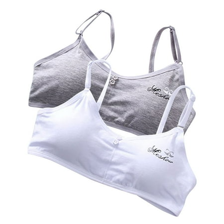 ATOYSOY Women s 2 Pack Cotton Lined Everyday Bra Padded Camisoles Kids Slim Basic Tank Tops Girls Bralette Underwear Push Up Clearance Comfort Bra Breathable Silver Free Size