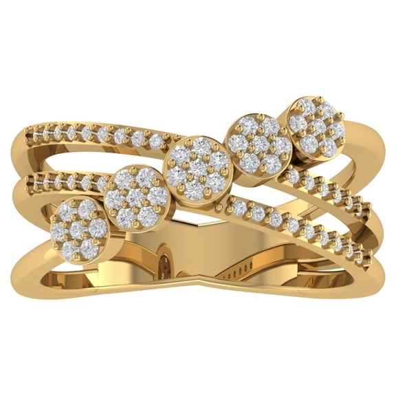 ARAIYA FINE JEWELRY 10K Yellow Gold Lab Grown Diamond Criss Cross Ring (1/3 cttw, D-F Color, VS Clarity), Size 7