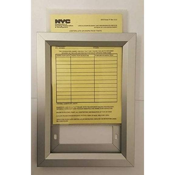 NYC Inspection Frame 6" X 9" ( Heavy Duty frame- Aluminum)