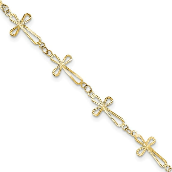 14K White Gold Open Cross Bracelet