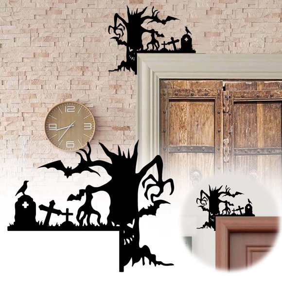 WIQUOKETT Fall Decor Door Frame Decoration Holiday Creative Door Corner Pendant Black Silhouette Wooden Crafts Fall Decorations for Home