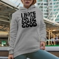 thumbnail image 2 of I Hope You're Doing Good, Groovy Retro Wavy Text Merch Gift, Heather Grey Hooded Sweatshirt or Hoodie, XL, 2 of 5