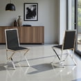 thumbnail image 2 of Tcbosik Modern Upholstered PU Leather Chairs Set of 2, Dining Chair with Metal Legs for Living Room, Kitchen, Black+Silver, 2 of 9