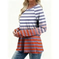 thumbnail image 5 of Neewe Women's Casual Long Sleeve Tops Crew Neck Fall Basic T Shirts Going Out T-Shirts Striped Block Color, 5 of 8