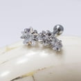 thumbnail image 3 of Cartilage Tragus Piercing Bar - Triple Star CZ Prong-Set - 316L Surgical Steel, 3 of 6