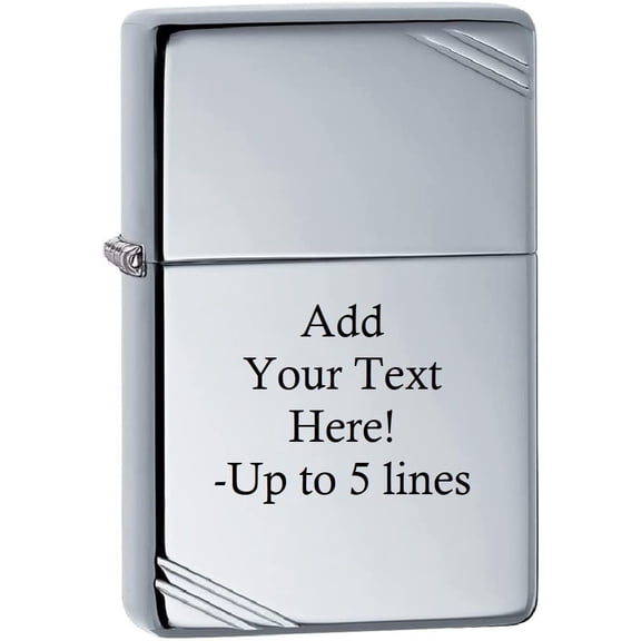 Zippo Personalized Chrome Windproof Lighter Custom Message Engrave (Vintage High Polish #260)