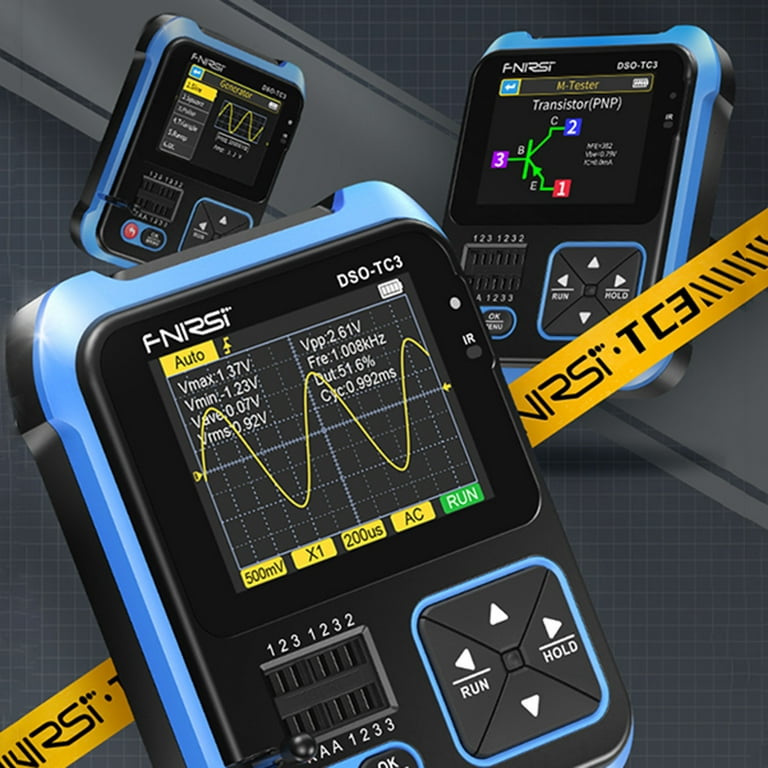 FNIRSI-DSO-TC3 3-IN-1 Handheld 500KHz 10MS-s Digital Oscilloscopes Signal Generator Transistor