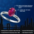 thumbnail image 2 of Gem Stone King 14K White Gold Red Created Ruby Solitaire Engagement Ring for Women | 1.35 Cttw | Oval 8X6MM | Gemstone July Birthstone | Size 9, 2 of 6