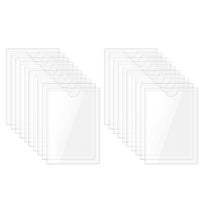 Uxcell 30Pcs Self Adhesive Index Card Pockets with Top Open for Loading, 3.9 x 2.8 Inch Clear Index Card Label Holder Photo Sleeves for Office Home Library Card Storage Bin