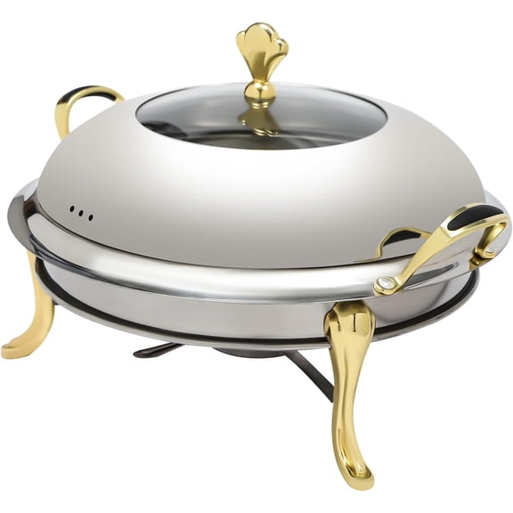 Miumaeov 2.5LRound Chafing Dish Stainless Steel Chafing Dish Buffet Chafer with Lid & Buffet Warmers for Party Dining Buffet Catering Event
