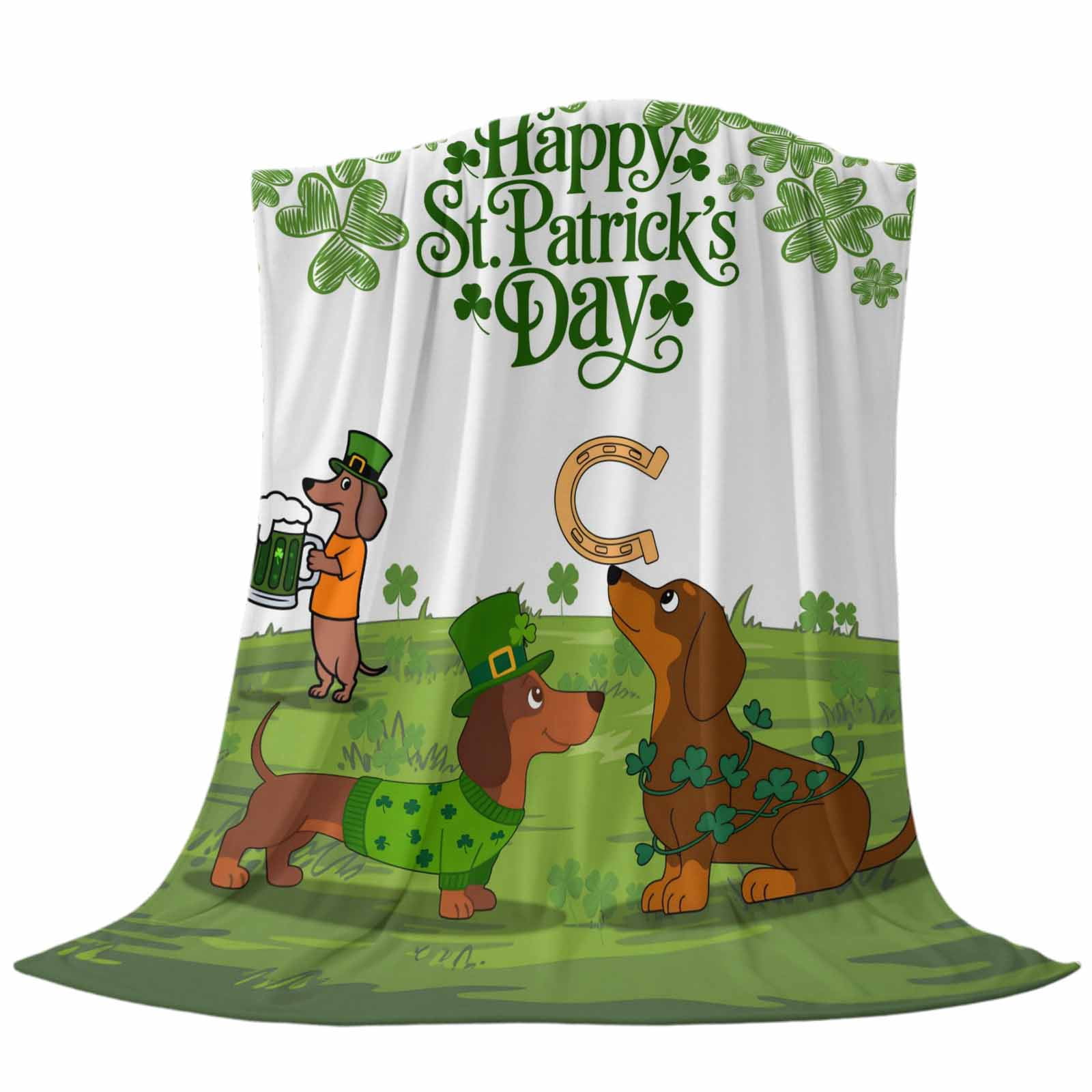 St. Patrick's Day Blanket Soft Cozy Warm Throw Blanket for Couch, Plush Fuzzy Flannel Fleece Blankets for Sofa, Green Lucky Clovers Dog Bed Blankets Lightweight Gifts for Women, 30"x40"