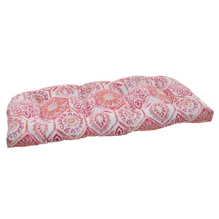 44" Pink Psychedlic Kaleidoscopic Outdoor Patio Loveseat Cushion