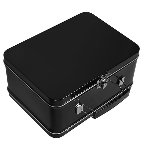PENIKOKO Decorated Tinplate Box With Handle Black Box For Privacy Protection 1Pcs