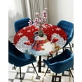 thumbnail image 5 of nqOlkjepod Red Snowman Christmas Round Tablecloth, Fitted Table Cover with Elastic for 55"-60" Round Tables, Xmas Tree Balls Snowflake Table Cloth Outdoor Indoor Dinning Party Waterproof Tablecloths, 5 of 6