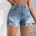 thumbnail image 4 of Ashirexll Women's Shorts, High Waisted Shorts Women, High Waist Skinny Stretchy Ripped Summer Denim Shorts, 4 of 7