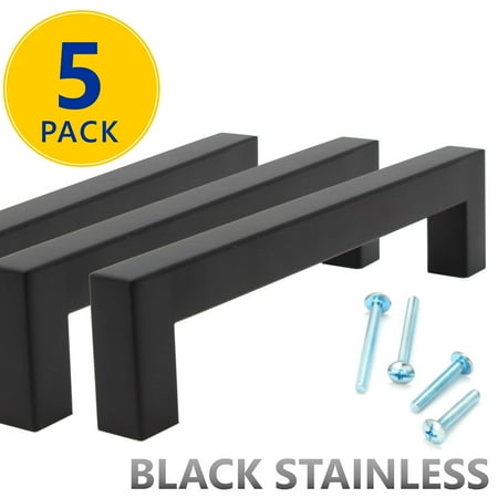 5 Pack Flat Black Square Bar Cabinet Pulls Hole Center 128mm 5 Pack Flat Black Square Bar Cabinet Pulls Hole Center 128mm