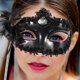 thumbnail image 2 of Máscara de encaje de Halloween, máscara de mascarada de mano, accesorios de actuación, suministros para fiestas, color negro, 2 of 6