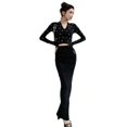 thumbnail image 5 of Ropa de mujer, tiro real, hermana, sexy, cuello en V, planchado de ladrillo, camiseta de manga larga, cintura alta, falda de cola de pez, traje de alta calidad, 5 of 5