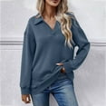 thumbnail image 2 of Sweat à Manches Longues Thermique pour Femmes avec Col en V Couleurs Unies, 2 of 4