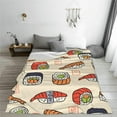 thumbnail image 4 of Sushi Blanket Japanese Style Fleece Sushi Blanket for Bed Couch Sofa Food Throw Blanket Cute Cartoon Sushi Lovers Plush Throw Blanket Room Sushi Decor Gifts 50"x60" Travel Picnic All Season Kids, 4 of 6