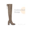 thumbnail image 3 of BLISSFUL STEP Women's Boots Round Toe Chunky Heel Over the Knee High Faux Suede Boots  Taupe 7, 3 of 6