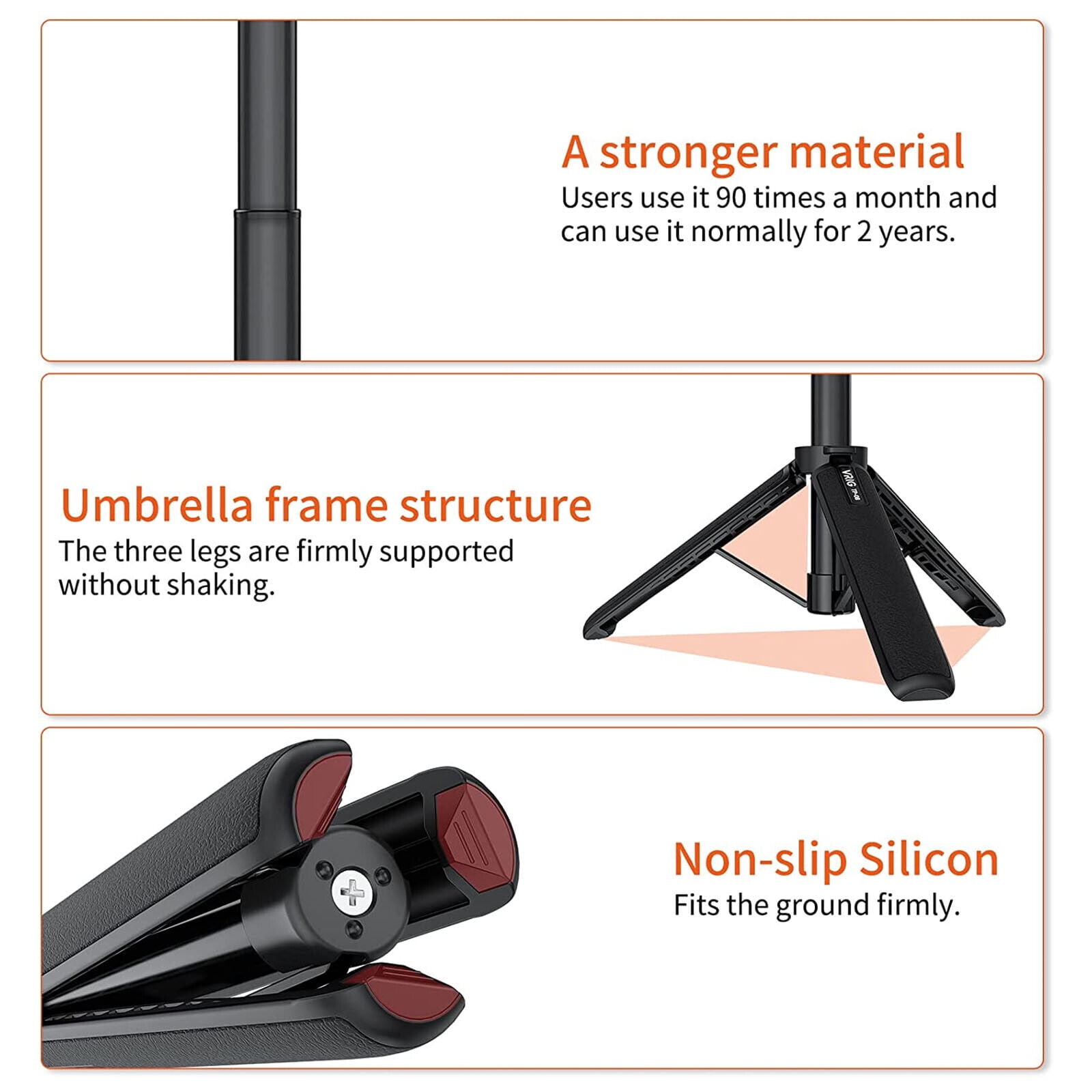 VRIG TP-08 Portable Selfie Stick Handheld Tripod Stand For GoPro Hero 12/11/10/9, For Vlog Live Streaming Selfie Video Recording