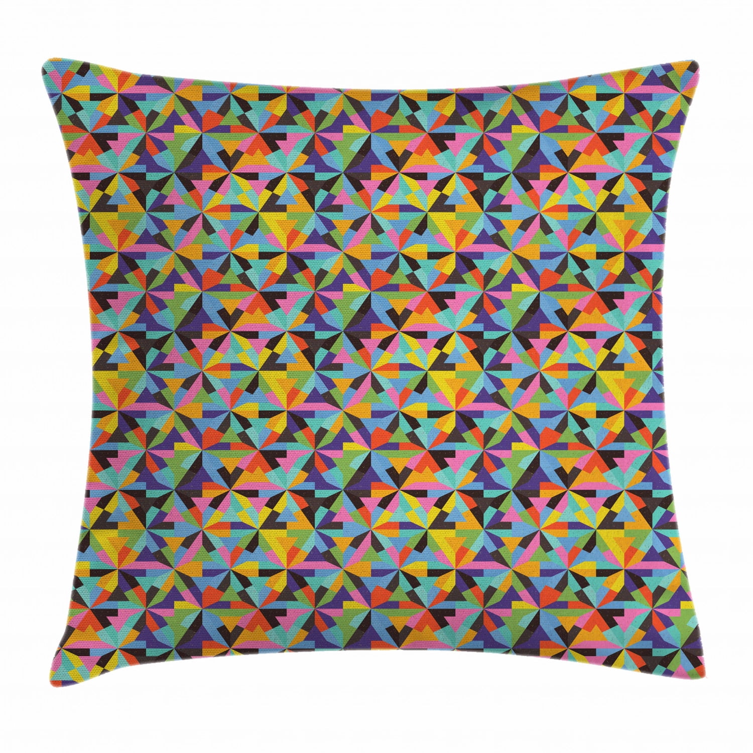 Geometric Throw Pillow Cushion Cover, Tangled Design of Colorful