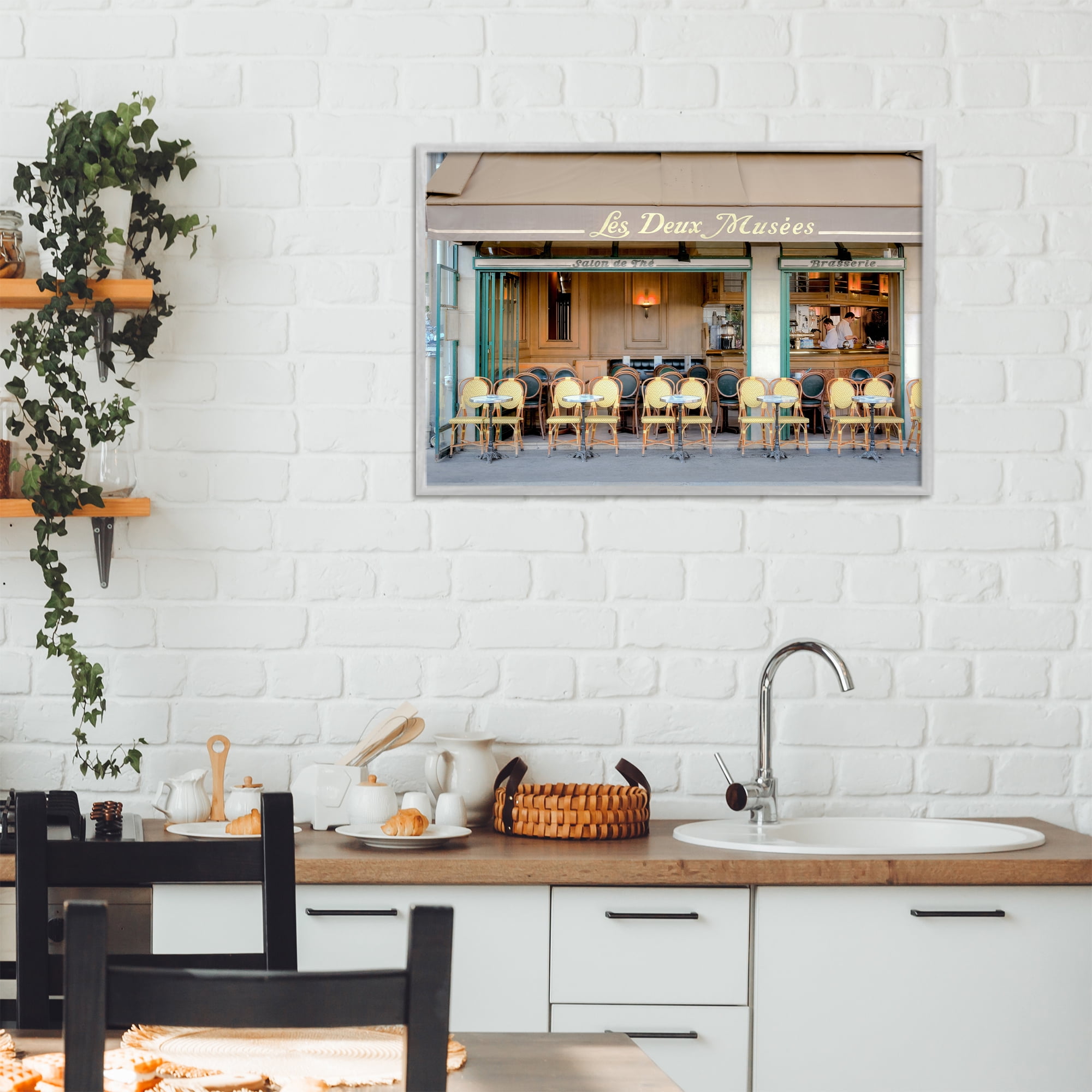 Stupell Industries Parisian Outdoor Seating Cafe Gray Framed Giclee Art, design by Alan Blaustein