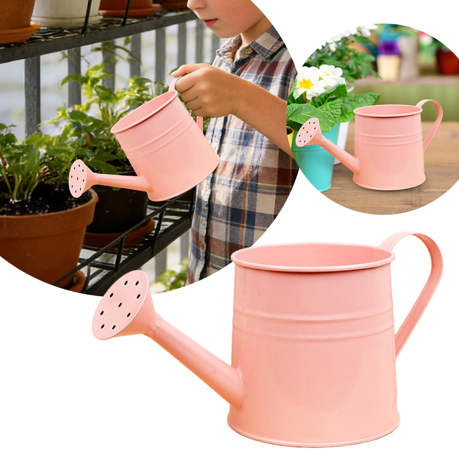Gytml Metal Watering Can 33.8oz, Garden Watering Pot With Ergonomic Handle Lightweight Sturdy Garden Pot With Wide Mouth, For Potted Plants & Outdoor Gardens(Pink-12cm)