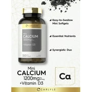 Calcium with D3 | 1200mg | 300 Mini Softgels | Non-GMO, Gluten Free | by Carlyle