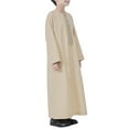 thumbnail image 4 of Otqutp Boys Arab Thobe Muslim Kaftan Kids 𝗜slamic Clothing Ethnic Trim Ramadan Prayer Clothing Long Sleeve Arabic Robe Dress, 4 of 7