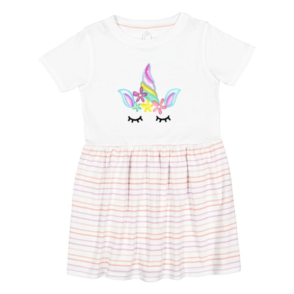 Inktastic Unicorn Face Girls Toddler Dress