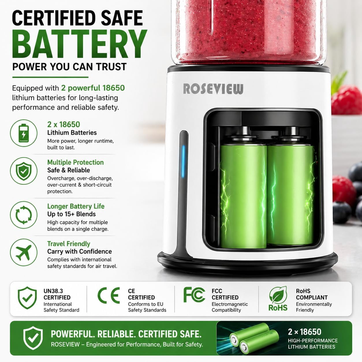 Glass blender for shakes and smoothies ROSEVIEW glass bottle blender cordless jar for shakes and smoothies cordless mixer handheld rechargeable mini juicer