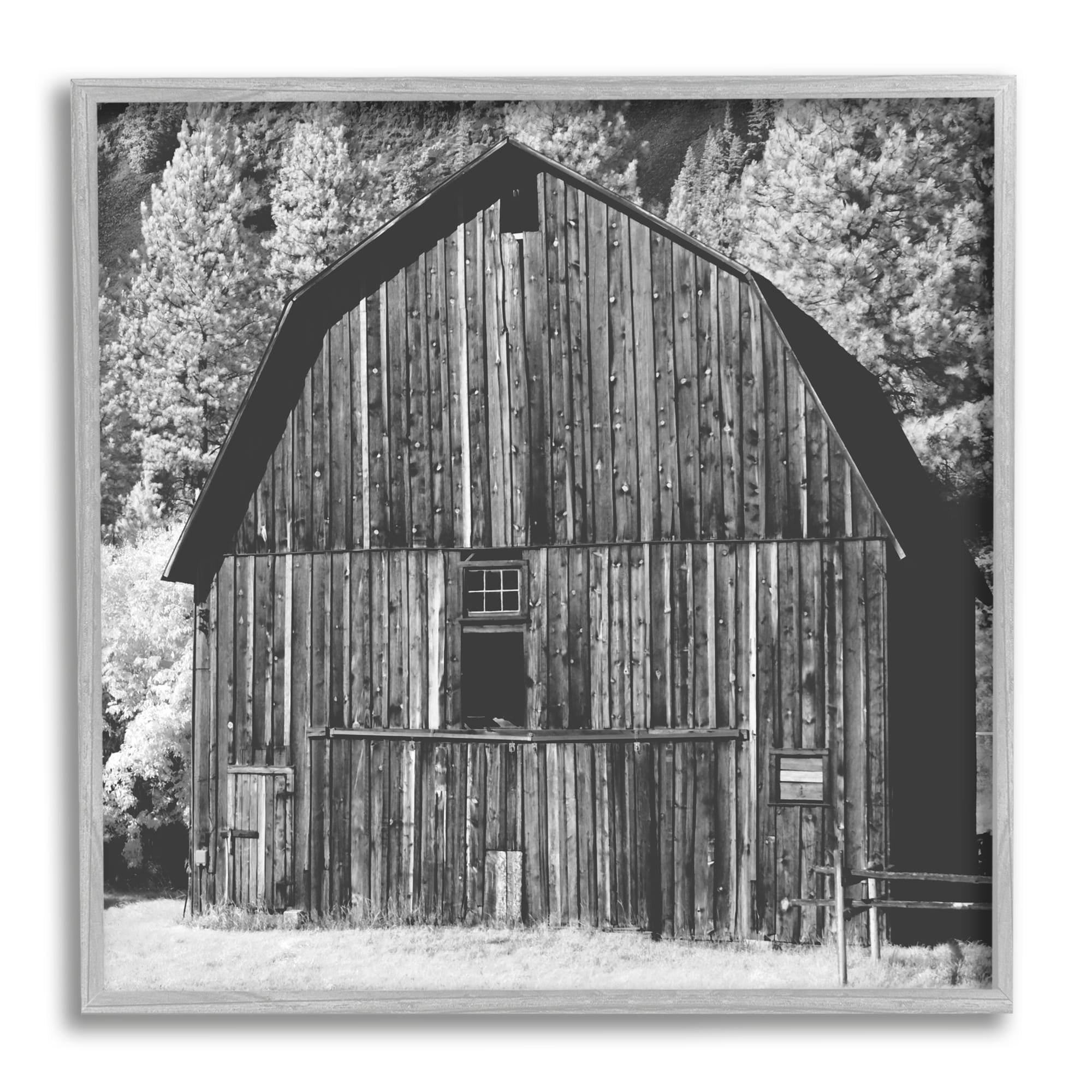 Stupell Industries Rustic Rural Barn Black & White Farm Photography Photograph Gray Framed Art Print Wall Art, Design by Daphne Polselli