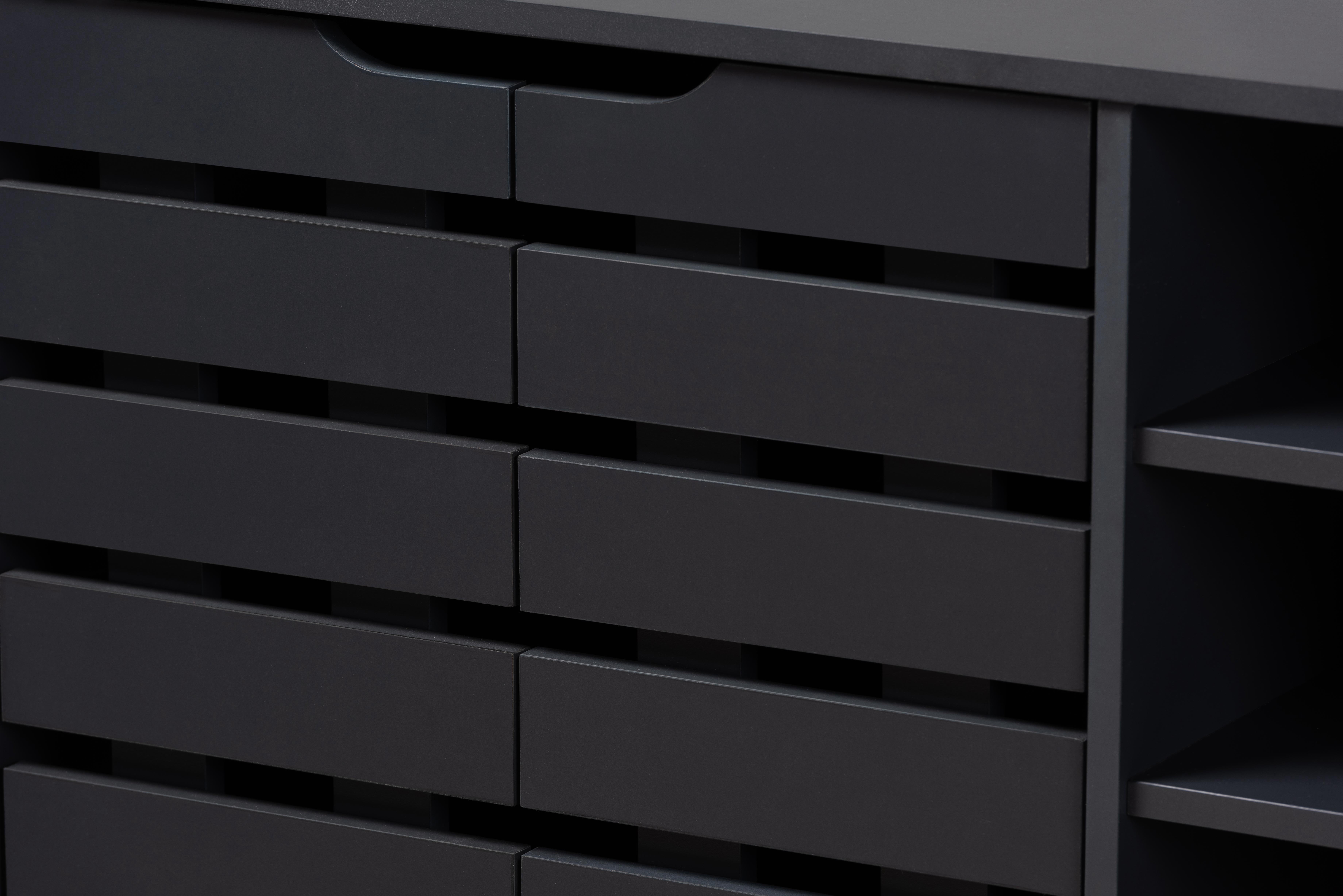 Baxton Studio Shirley Modern Dark Grey 2-Door Shoe Cabinet