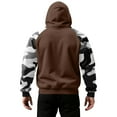 thumbnail image 4 of Men’s Pullover Hoodie Long Sleeve Camouflage Print Raglan Sleeve Drawstring Hooded Sweatshirt Kangaroo Pocket Casual Top Light Brown M, 4 of 5