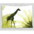 thumbnail image 1 of Wildlife Decor Tapestry, Silhouette of Giraffe in Ferns National Park Terrestrial Tall Animal Print, Wall Hanging for Bedroom Living Room Dorm Decor, 60W X 40L Inches, Green Black, by Ambesonne, 1 of 2