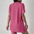 thumbnail image 5 of 2 Piece Short Sets for Women Summer Dressy High Slit Top Shirt Travel Vacation Airport Outfits Soft Vacation Workout Shorts Sets Matching Clothing, 5 of 7