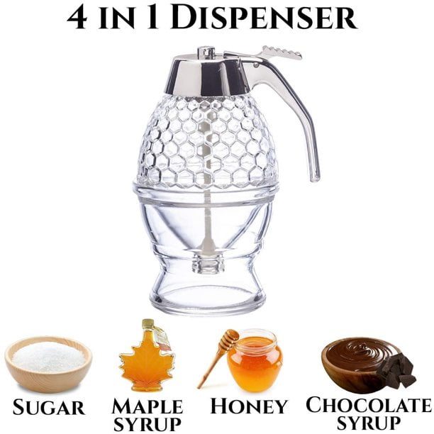 Honey Dispenser, Syrup Container Dispenser, Acrylic Honey Dispenser Jar