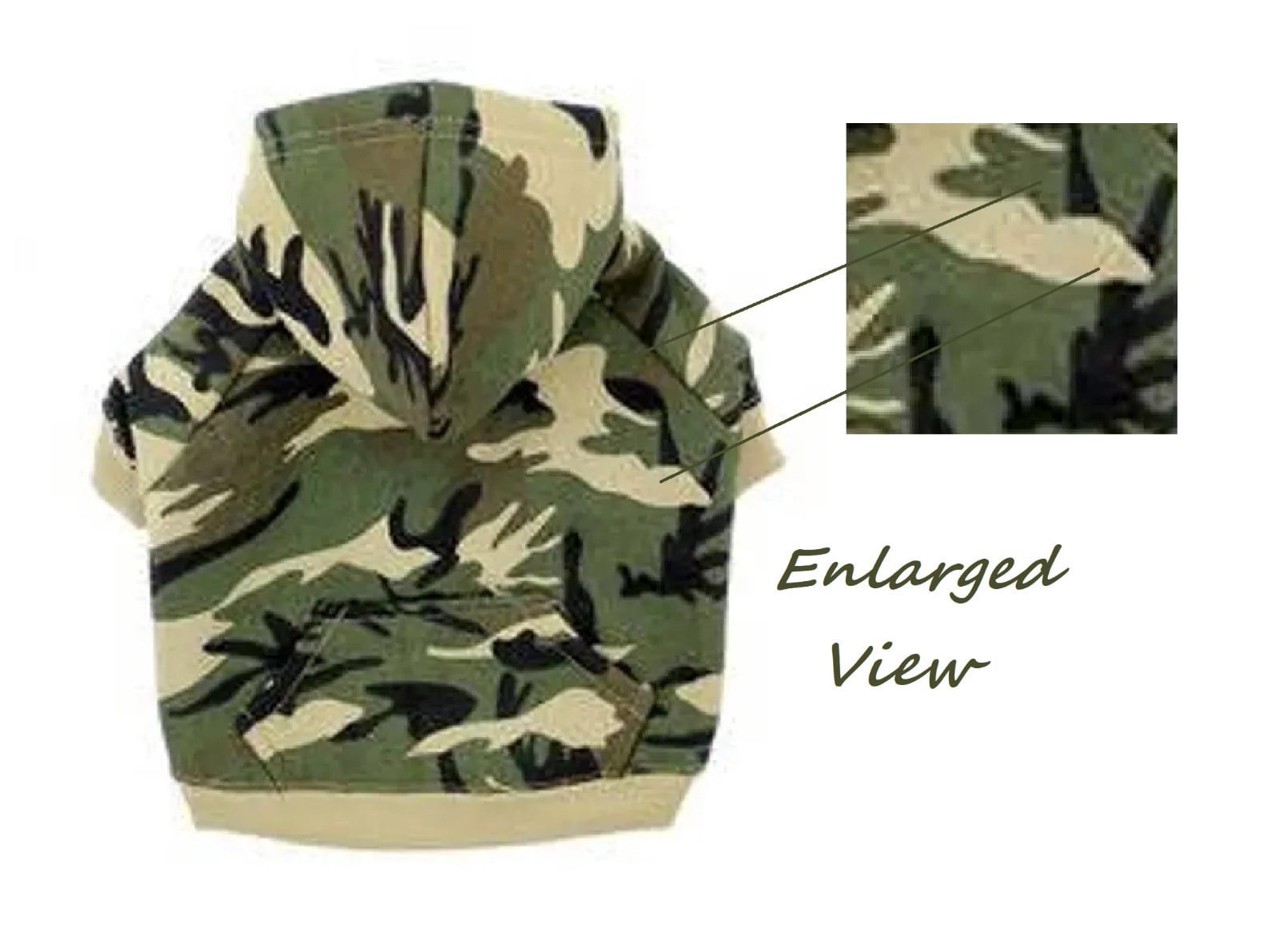 Camouflage Dog Hoodies Fleece Lined Chic Warm Pink or Green Camo Sweatshirts (Large - Green)