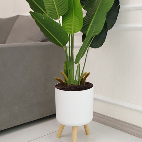 ibasenice White Self Watering Planter with Water Level Monitoring Round Plant Pot for Homeowners Indoor Decor 1Pack