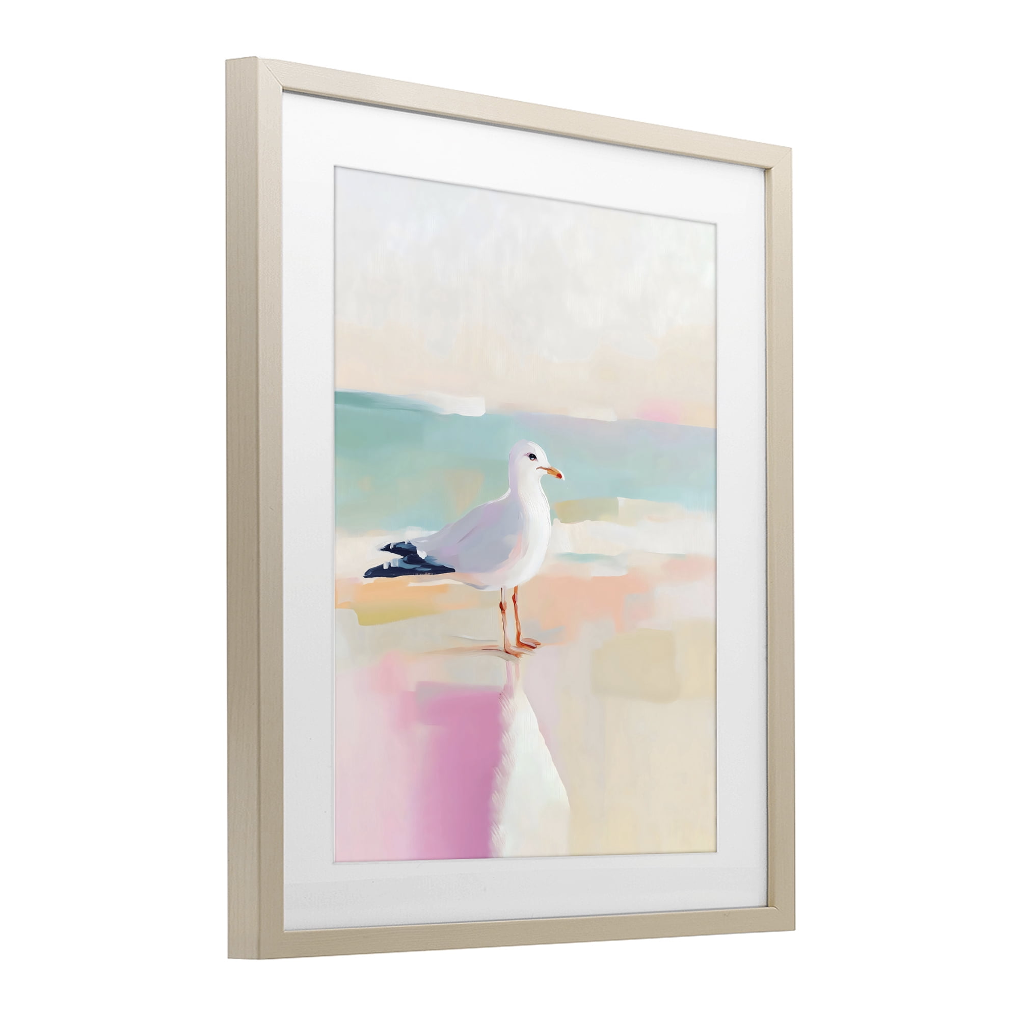 Stupell Industries Seagull Beach Tranquil Reflection Birch Framed Print Under Glass, design by The Prints Vibe