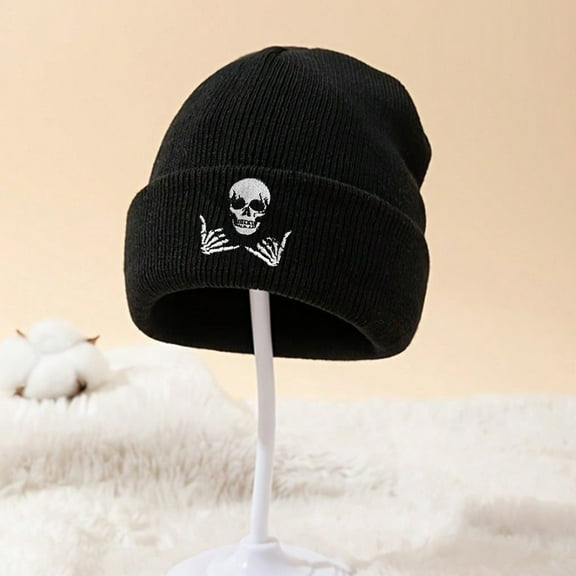 sunsanly Winter Beanie Hat Men Women Knit Skull Embroidered Warm Beanie Thick Stretchy Unisex Beanie Hat for Daily Wear Outdoor Sports