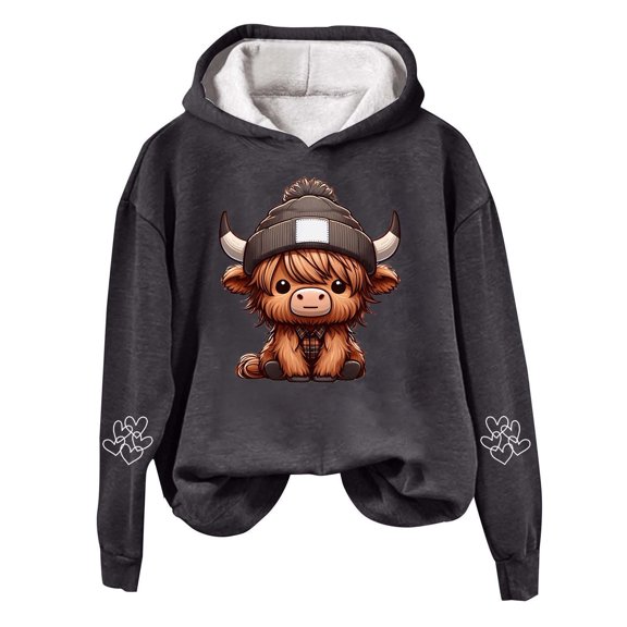 Women's Hoodies Sweatshirts Cow Print Western Shirt for Women Cozy Country Sweatshirt for Everyday Comfort Gray S