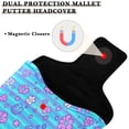 thumbnail image 3 of Haosy Blue Stripes with Cute Flowers Golf Mallet Putter Cover Strong Magnetic Leather Golf Club Headcover Closure, 3 of 7