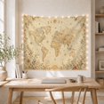 thumbnail image 5 of Antique World Map in Pale Cream Parchment, Nostalgic Vintage for History Lovers, Botanical Frame Art Decor, Housewarming Gift, Tapestry Wall Hanging for Home Library and Study Room, 5 of 7